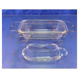 Glass Baking Dish with Rack & Relish Boat Lot