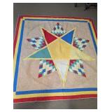 Vintage Eastern Star Hand Stitched Quilt