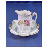 Vtg Mini Iridescent Porcelain Creamer & Saucer