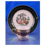 Vtg Courting Couple Saucer & Teacup Mismatched