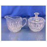 Clear Cut Glass Creamer and Sugar Bowl Set