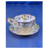 Vtg Napco Hand Painted Yellow Rose Demitasse Set