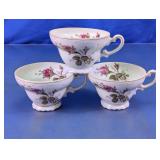 Vintage Pink Floral Glass Teacups