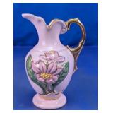 Vtg Hull Art Pottery Pink Floral Ewer Pitcher