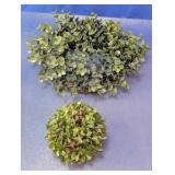 Artificial Greenery Wreath and Topiary Ball Set