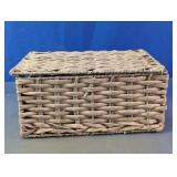 Woven Lidded Rectangular Storage Basket