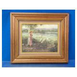 Framed Pastoral Shepherdess Print