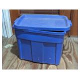 Blue Plastic Storage Tote with Lid