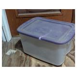 Plastic Storage Tote with Purple Lid