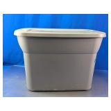 Gray Plastic Storage Tote With Lid