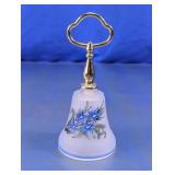 Vtg Frosted Glass July Floral Hand Bell