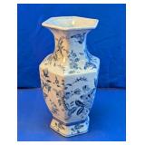 Blue Floral Hexagonal Decorative Vase