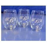 Monogrammed Stemless Drinking Glasses