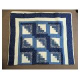 Vintage Floral Patchwork Log Cabin Quilt