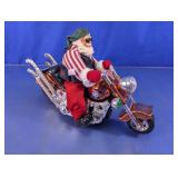 Vintage Biker Santa on Chopper Motorcycle Decor