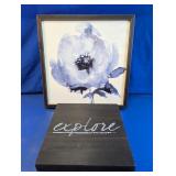 Framed Floral Print & Explore Wall Sign