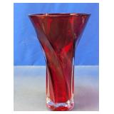 Red Twisted Glass Vase