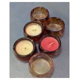 Amber Glass Animal Print Candle Holder Set