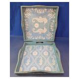 Coastal Seahorse & Sand Dollar Wood Serving Trays