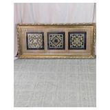 Framed Ornate Triple-Panel Decorative Wall Art