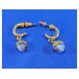 Vtg Trifari Gold-Tone Ball Dangle Earrings
