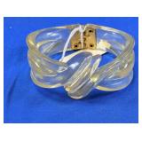 Vintage Clear Lucite Bypass Clamper Bracelet