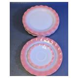 Pink Rim Milk Glass Plates