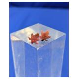 Carved Pink Rhodonite Maple Leaf Post Earrings