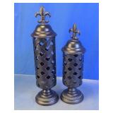 Fleur-de-Lis Lattice Candle Lanterns