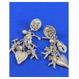 Silver-Tone Angels & Hearts Dangle Earrings