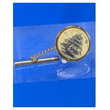 Vintage Barlow Nautical Ship Tie Tac Scrimshaw Pin