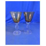 Vintage Amber Smoke Glass Cocktail Glasses Duo
