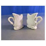 Glossy White Swan Vase Pair