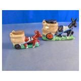 1938 Donkey Cart Ashtray Pair