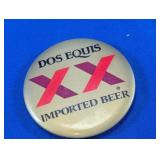 Dos Equis XX Imported Beer Vintage Pinback Button