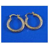 Gold Tone Textured Twist Hoop Earrings