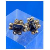 Vintage Sterling Taxco Black Onyx Earrings