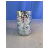 Mercury Glass Ribbed Candle Holder