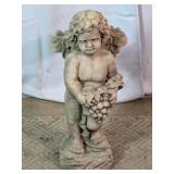 Cherub Holding Grapes Concrete Garden Statue