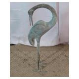 Brass Heron Crane Garden Statue Verdigris Finish