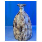 Brown & Gold Textured Ceramic Bottle Vase