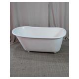 White Freestanding Soaking Bathtub with Faucet