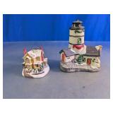 Holiday Illuminated Ornament & Lighthouse Figurine