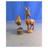 Carved Bird And Deer Figurine Set