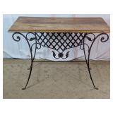Rustic Wrought Iron and Wood Console Entry Table