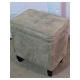 Tufted Faux Suede Storage Ottoman Bench