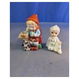 Decorative Girl With Dog & Floral Girl Figurines