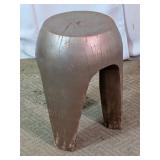 Sculptural Solid Wood Metallic Accent Stool