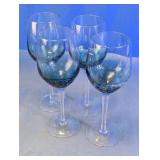 Clear Blue Crackle Wine Glasses