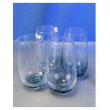 Teal Blue Crackle Glass Highball Tumblers